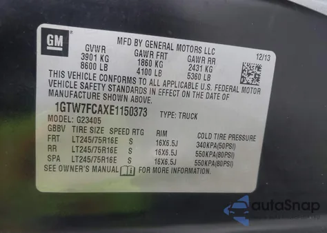 2014 GMC Savana 2500 Work Van z USA, uszkodzony, nr VIN 1GTW7FCAXE1150373